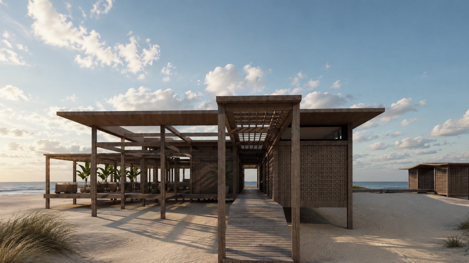 Timber structure on the sand