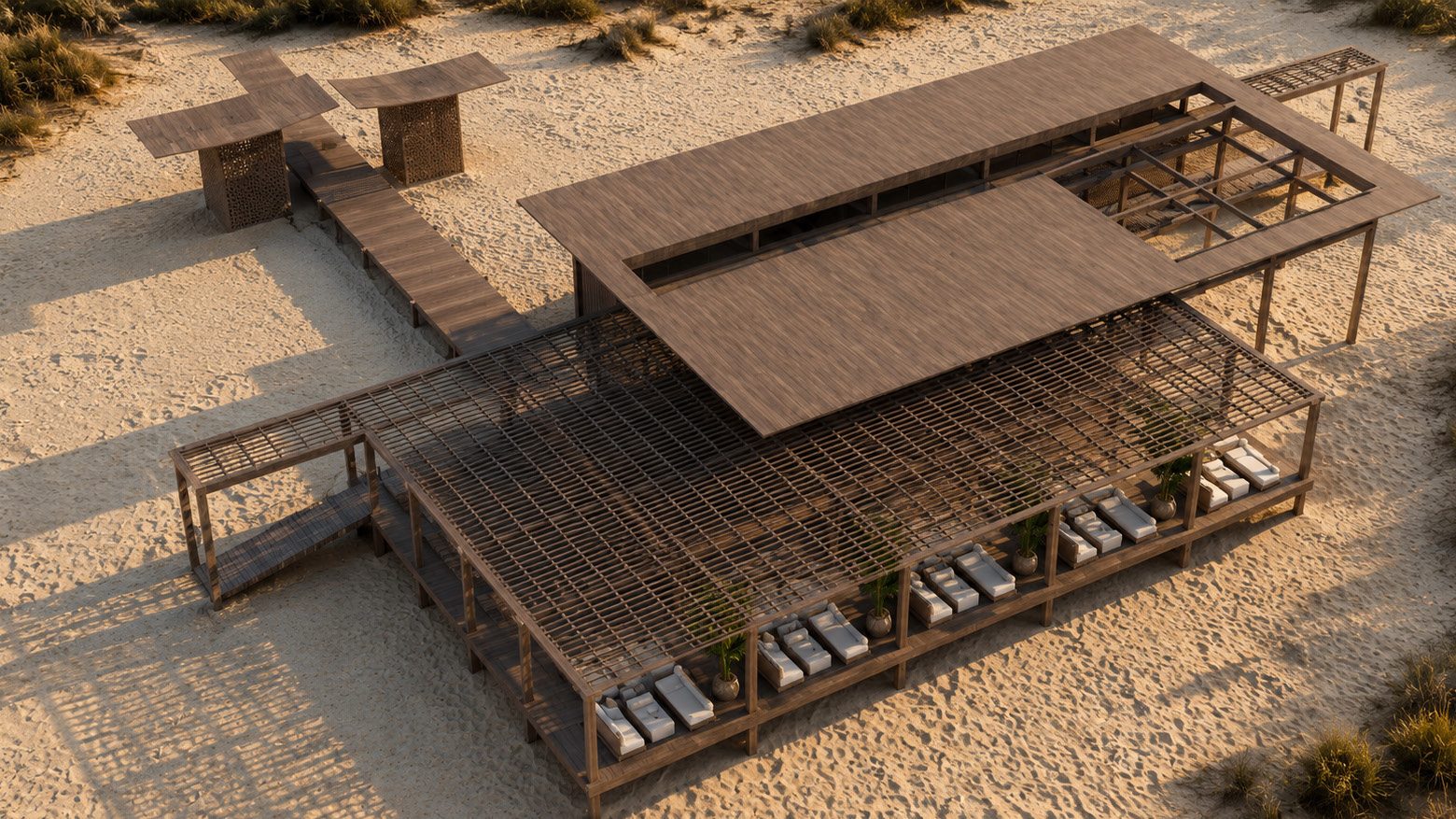 Aerial view of the beach club