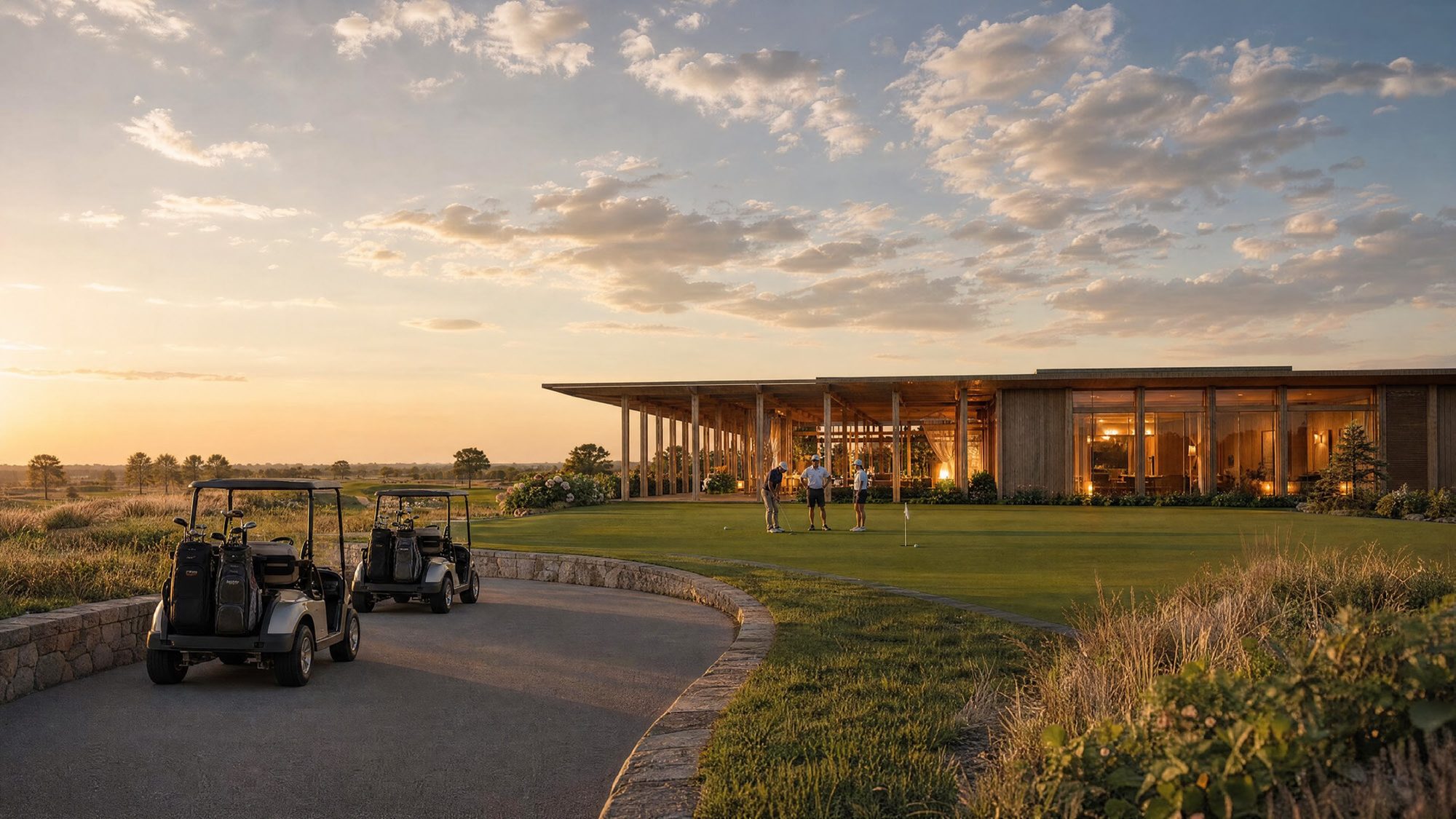 Members' courtyard and putting green